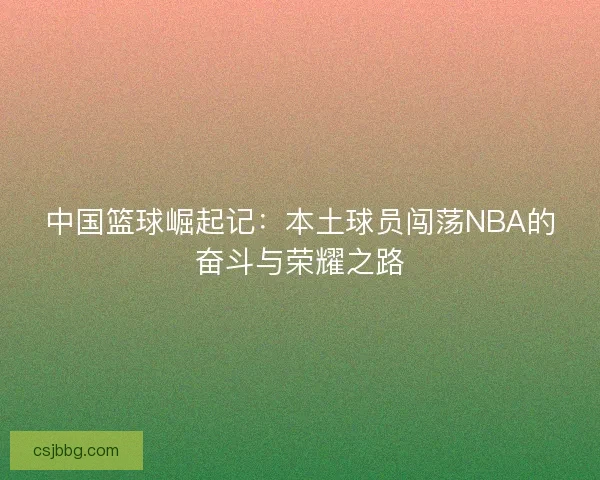 中国篮球崛起记：本土球员闯荡NBA的奋斗与荣耀之路
