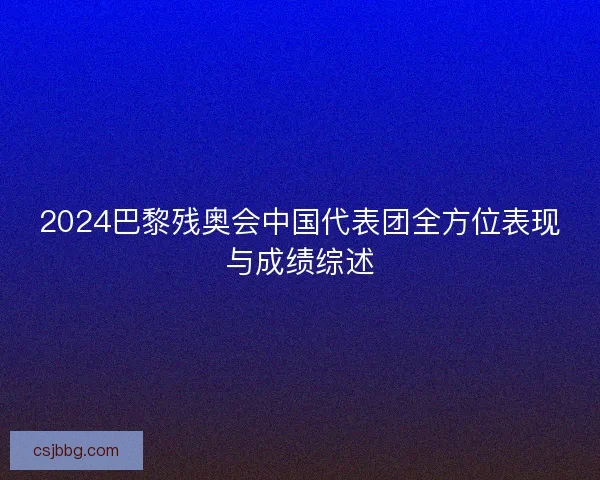 2024巴黎残奥会中国代表团全方位表现与成绩综述